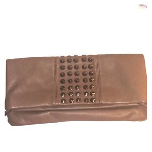Brown studded Steve Madden clutch